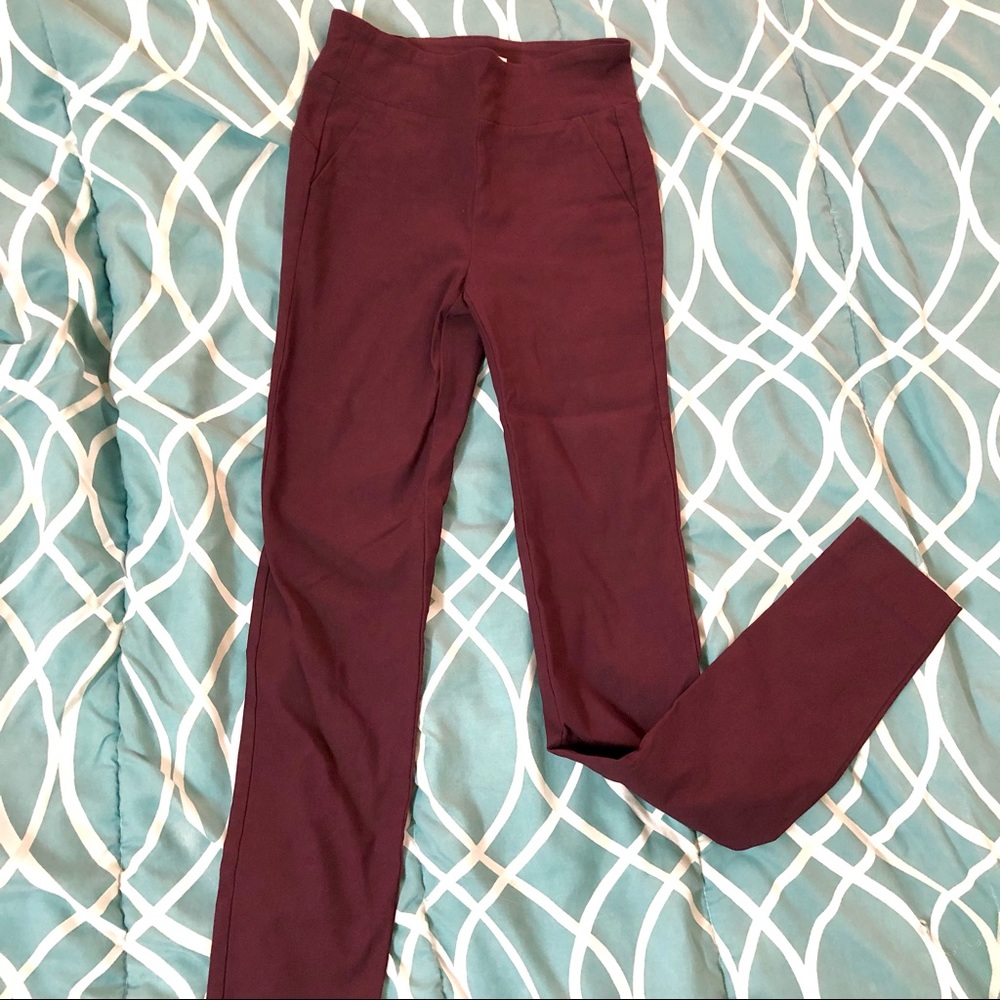 CAMBER & GRACE burgundy slim stretchy work pants